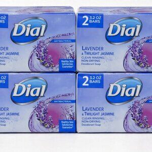 Lot of 8 Bars of Dial Lavender & Twilight Jasmine Antibacterial Bar Soap